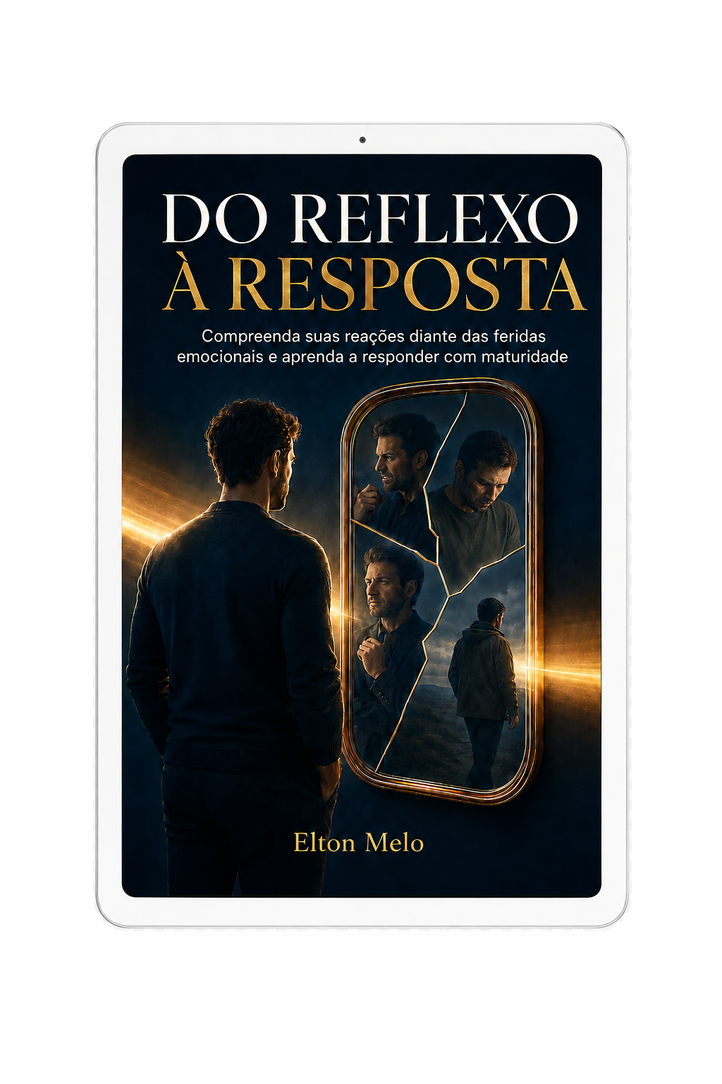 E-book Do Reflexo à Resposta apresentado em um tablet branco