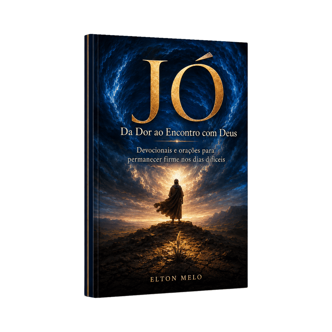 Livro físico Jó — Da Dor ao Encontro com Deus, de Elton Melo, em mockup tridimensional