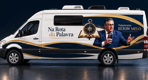 Vista lateral da van motorhome do projeto Na Rota da Palavra
